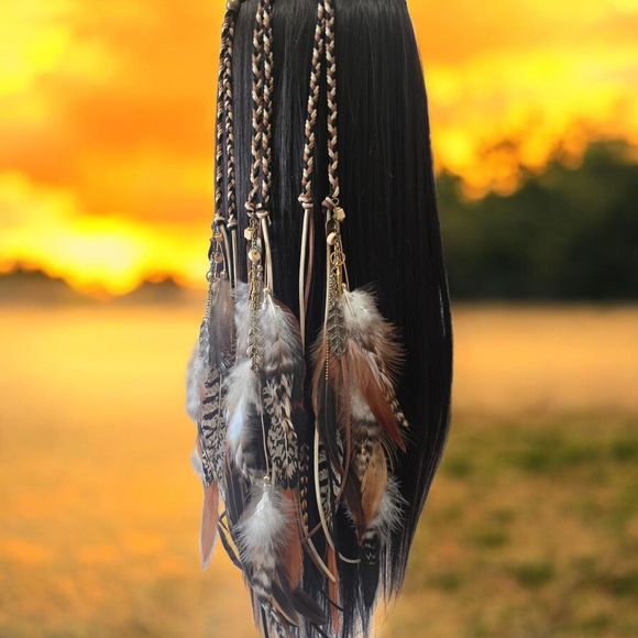 Boho Feather Braided Headband, Adjustable main image 7